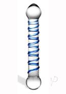 Glass Spiral Glass Textured Dildo 6.5in - Clear/blue