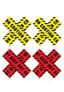 Peekaboos Caution X Pasties - Yellow/red