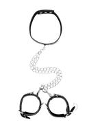 Ouch! Bonded Leather Collar With Hand Cuffs And Leash -...