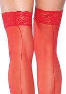 Leg Avenue Sheer Stocking With Back Seam Lace Top - O/s -...
